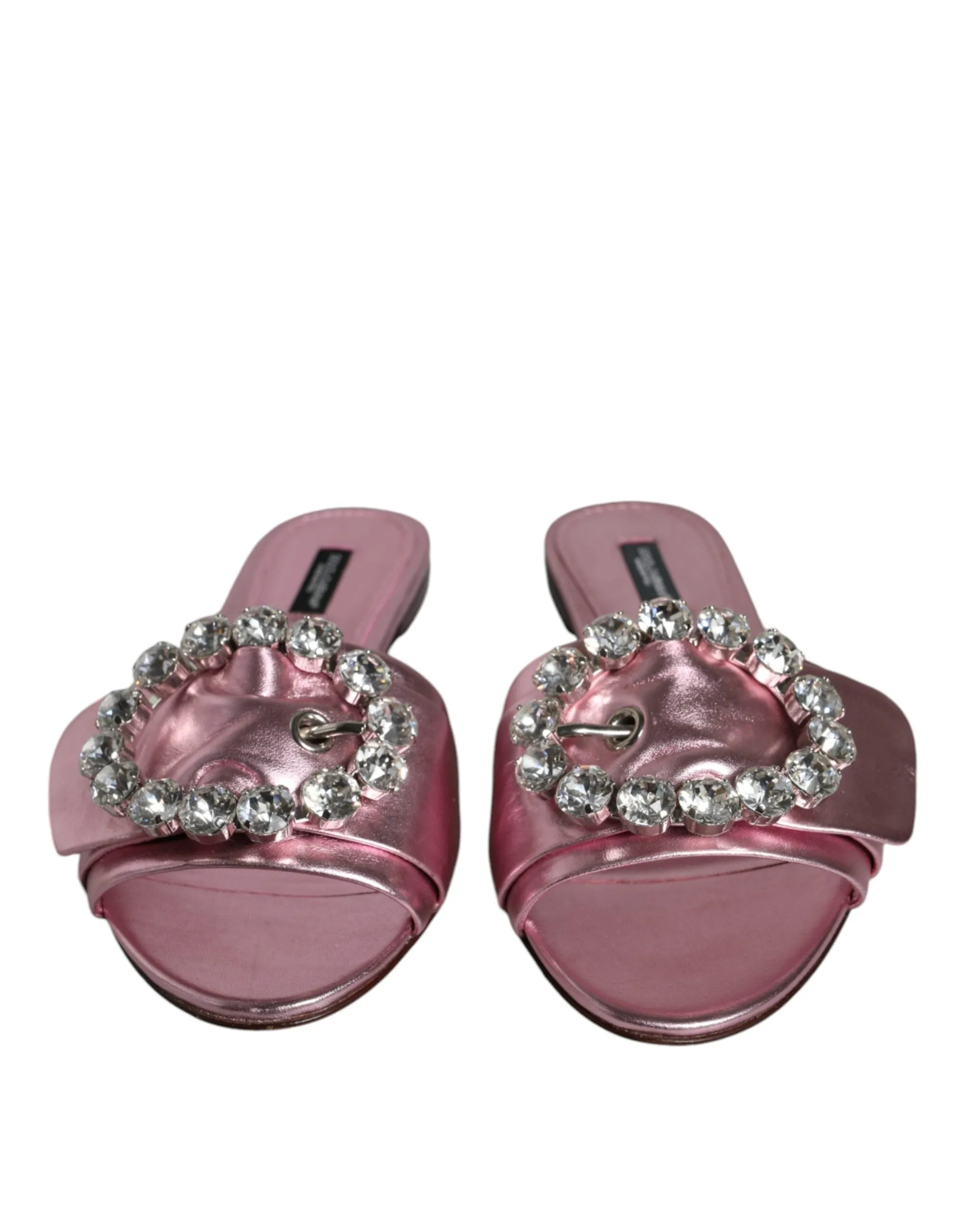 Metallic Pink Crystal Leather Flats Sandals Shoes sold by Louxly product image thumbnail 2