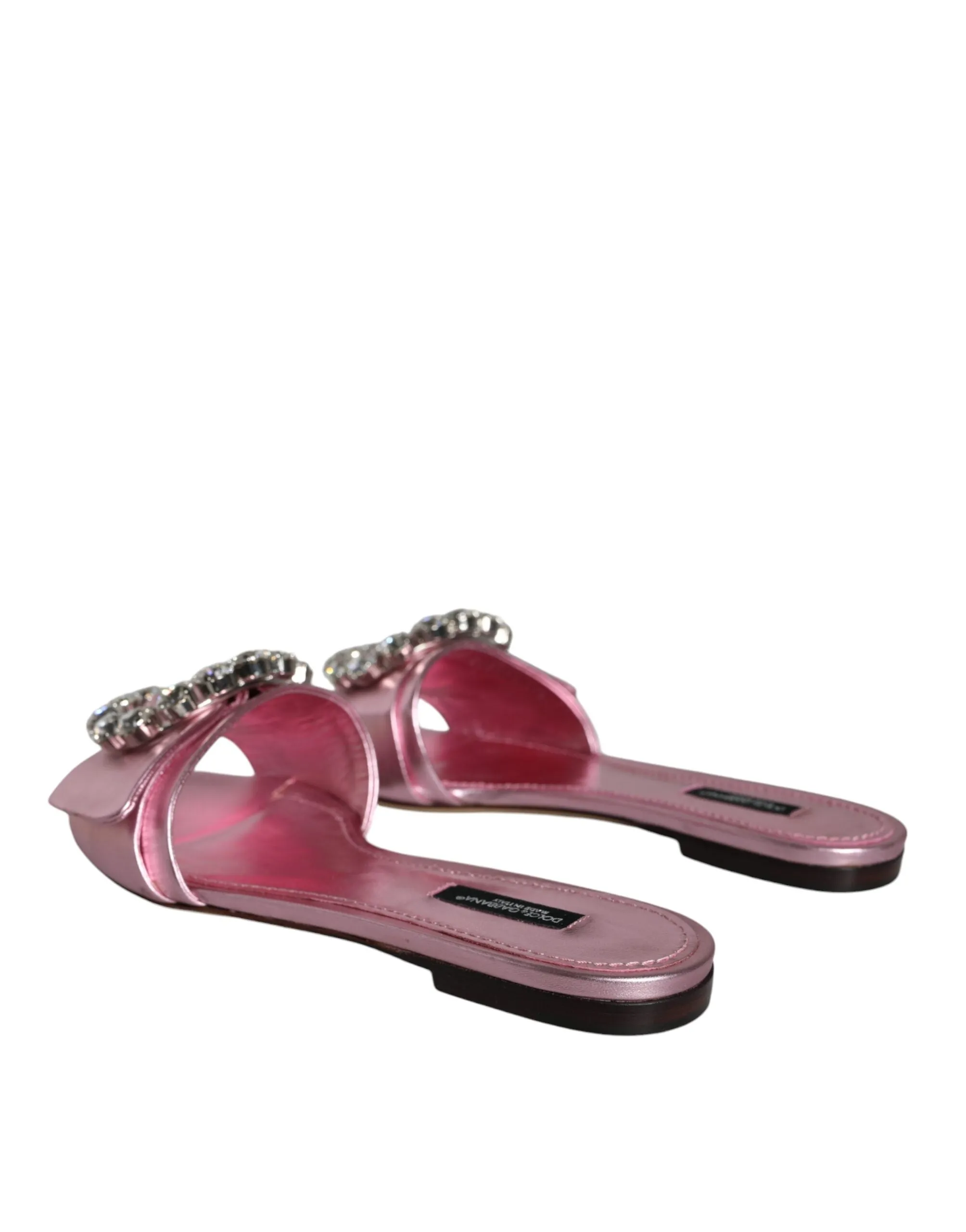 Metallic Pink Crystal Leather Flats Sandals Shoes sold by Louxly product image thumbnail 4