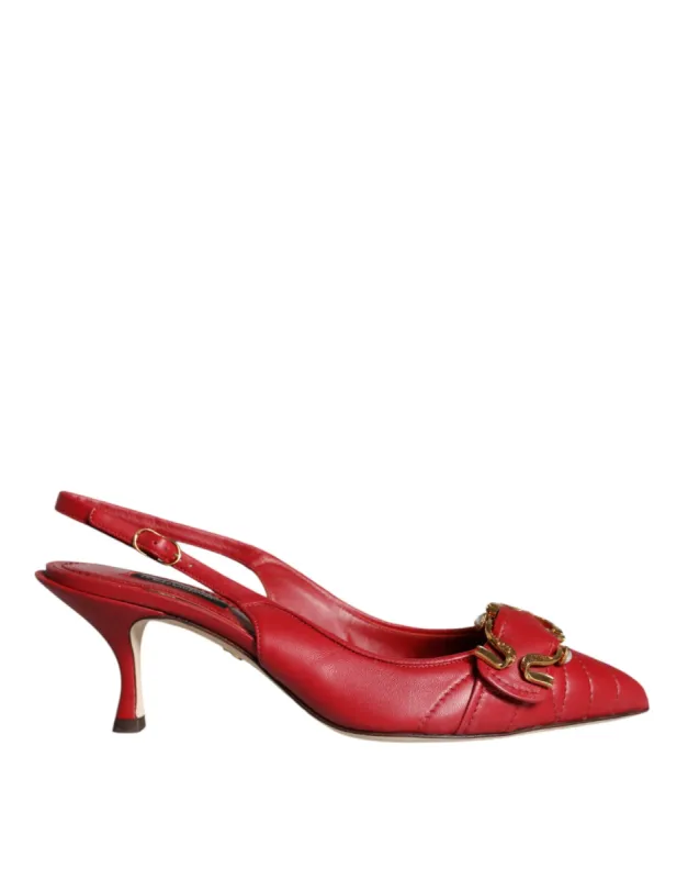 Red Devotion Leather Heels Slingback Shoes sold by Louxly