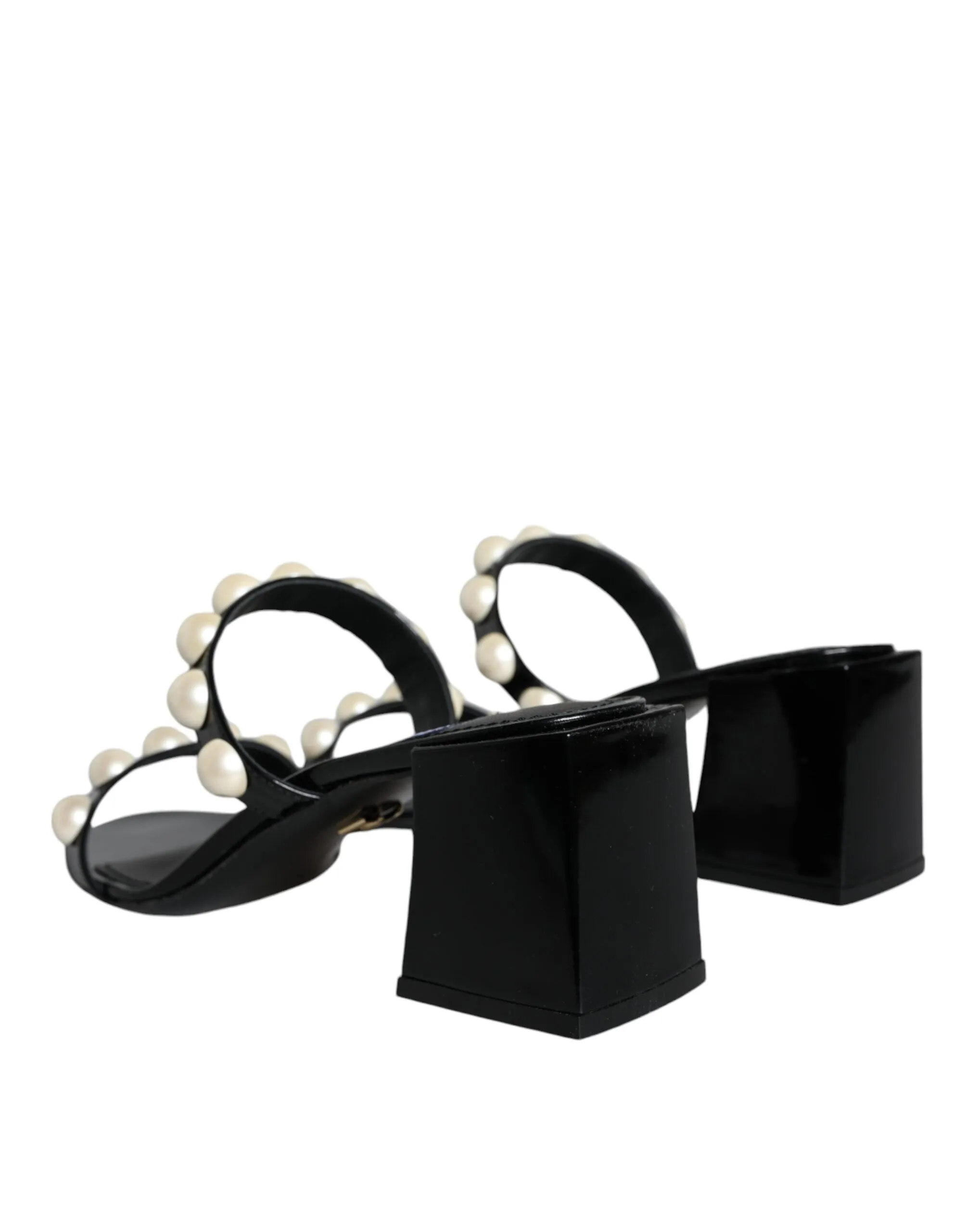 Black Leather Pearls Slides Sandals Shoes sold by Louxly product image thumbnail 4