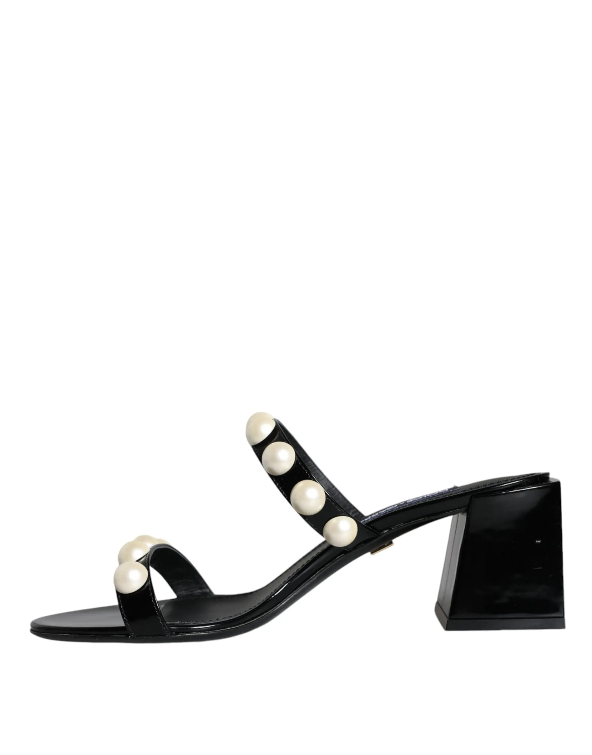 Black Leather Pearls Slides Sandals Shoes sold by Louxly product image thumbnail 5