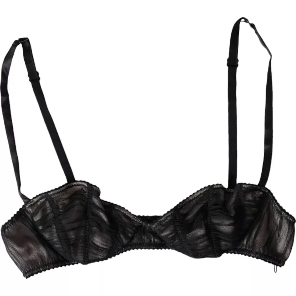 Black Silk Stretch Women Balconcino Bra Underwear sold by Louxly product image thumbnail 3