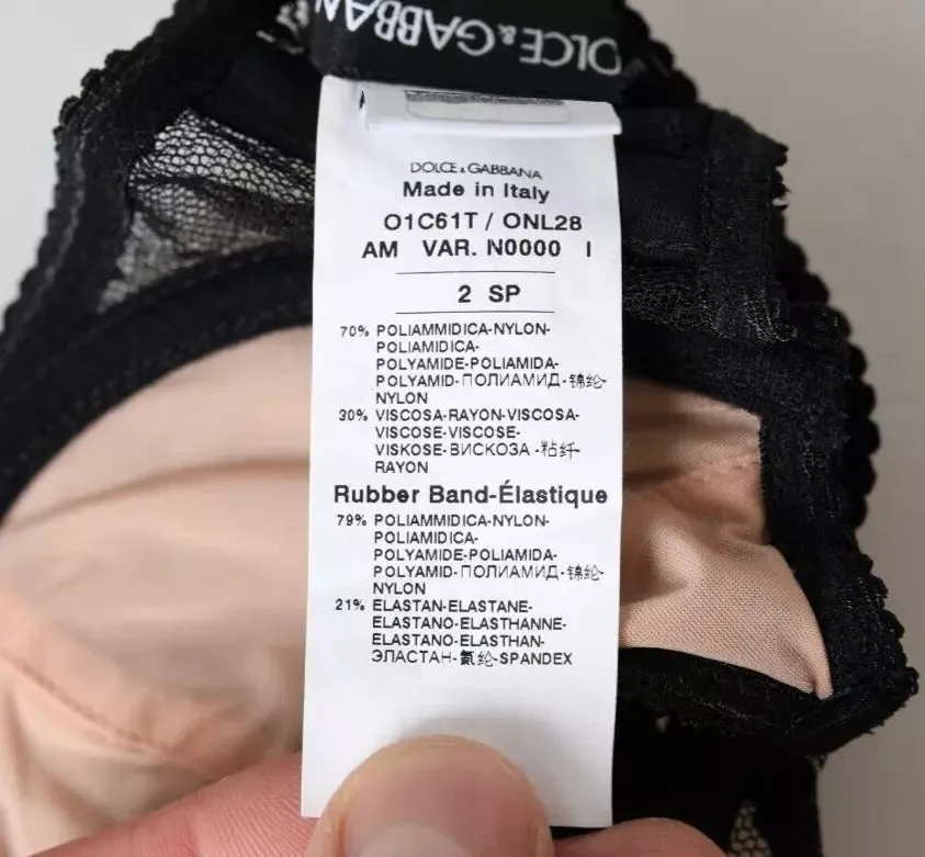 Black Floral Lace Nylon Balconcino Bra Underwear sold by Louxly product image thumbnail 5