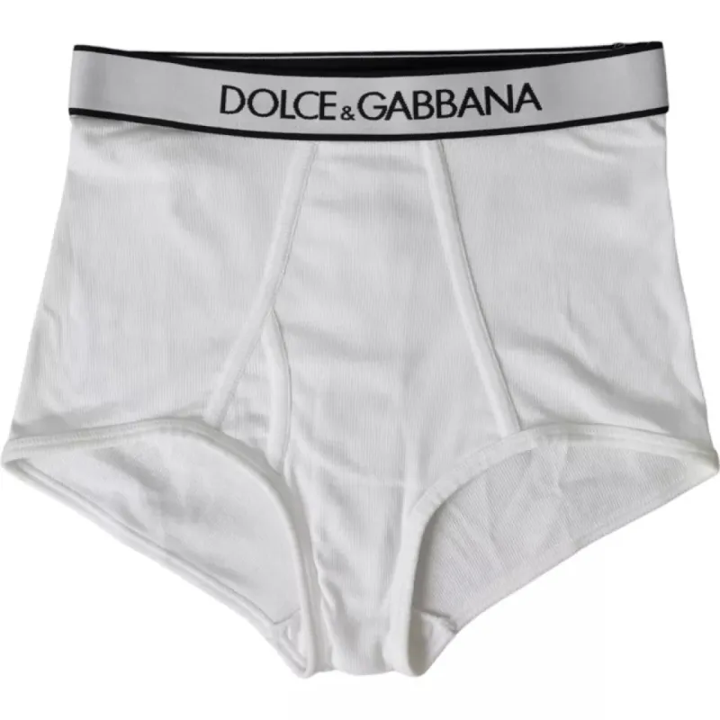 White Cotton Stretch Branded Logo Underwear sold by Louxly