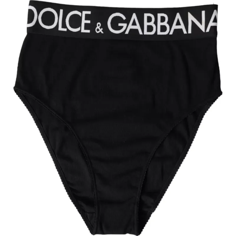 Black Cotton Stretch Branded Logo Underwear sold by Louxly