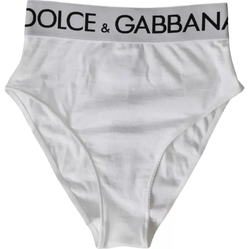 White Cotton Stretch Branded Logo Underwear sold by Louxly