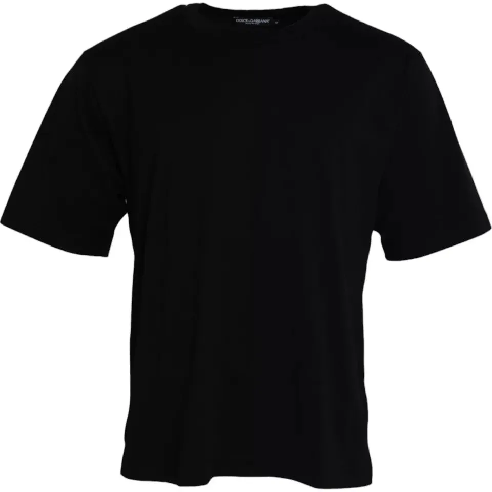 Black Logo Embossed Cotton Crew Neck T-shirt sold by Louxly