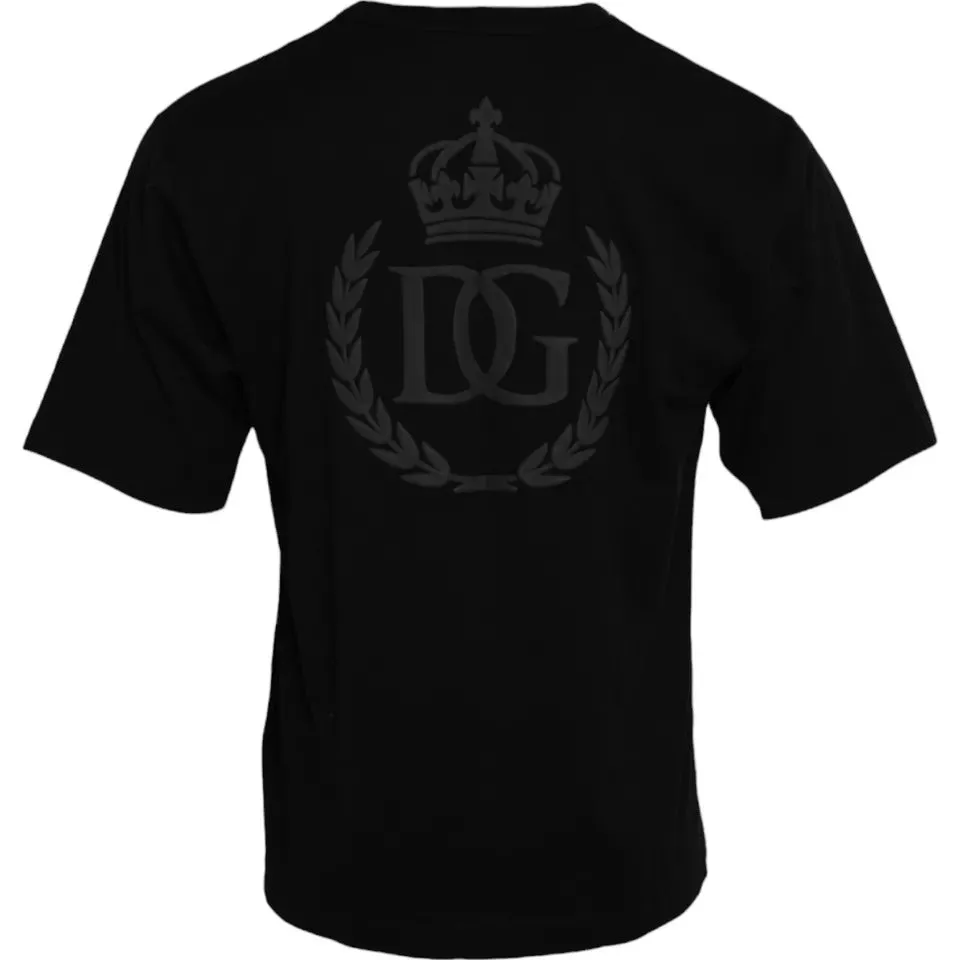 Black Logo Embossed Cotton Crew Neck T-shirt sold by Louxly product image thumbnail 2