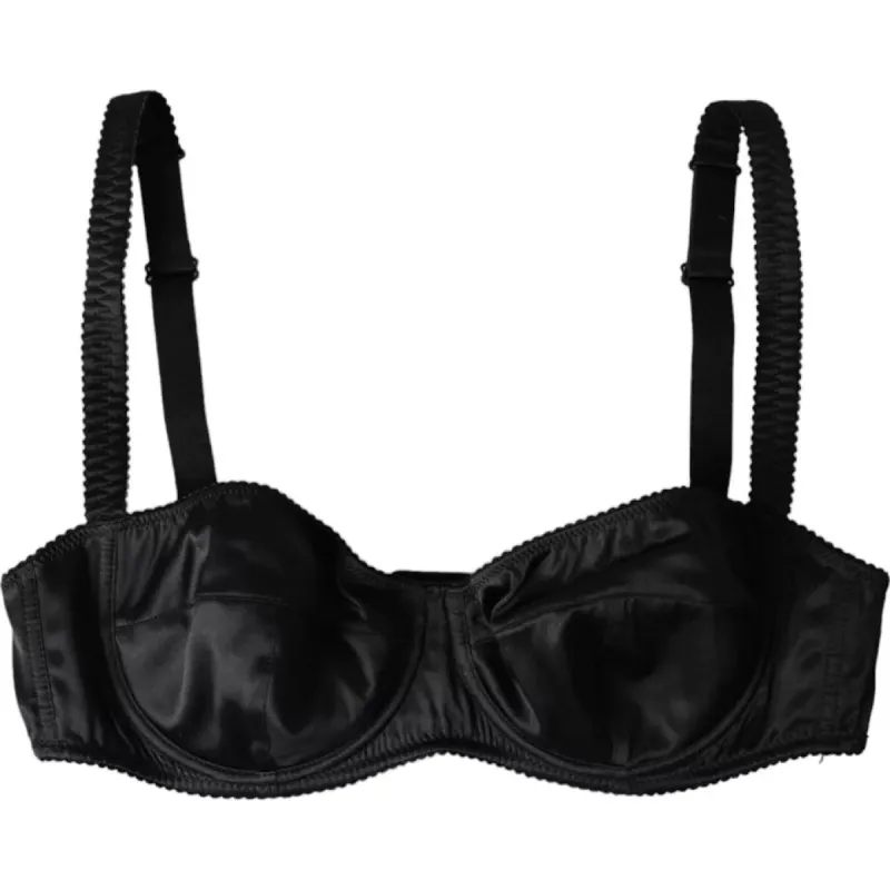 Black Silk Stretch Women Balconcino Bra Underwear sold by Louxly