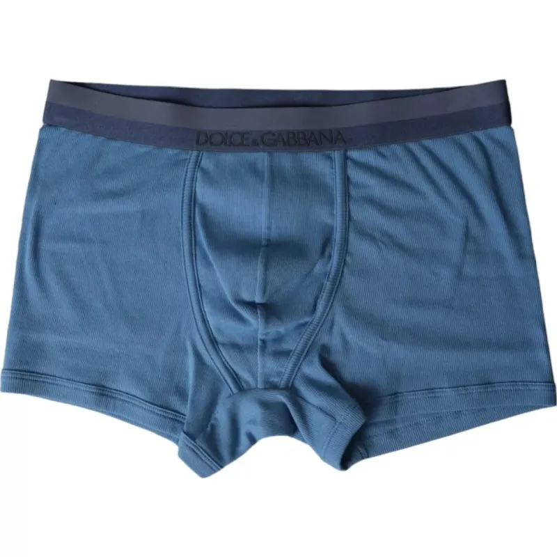 Blue Cotton Blend Regular Boxer Shorts Underwear sold by Louxly