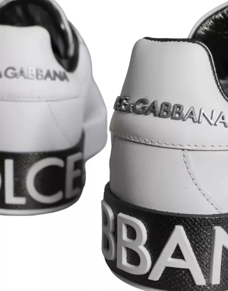 White Black Leather Portofino Sneakers Shoes sold by Louxly product image thumbnail 3