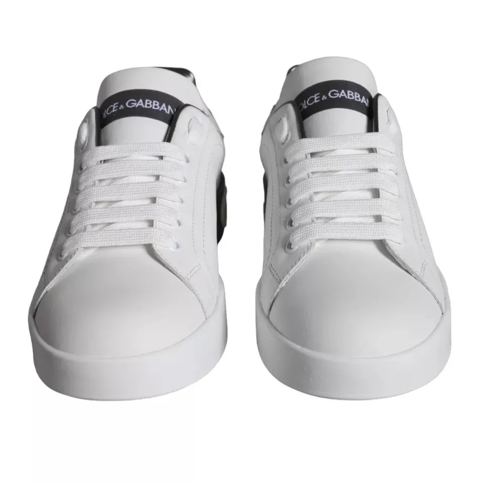 White Black Leather Portofino Sneakers Shoes sold by Louxly product image thumbnail 4