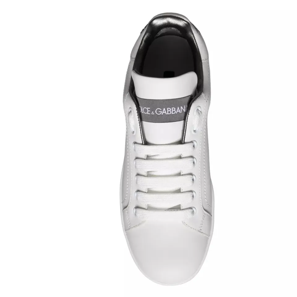 White Black Leather Portofino Sneakers Shoes sold by Louxly product image thumbnail 5