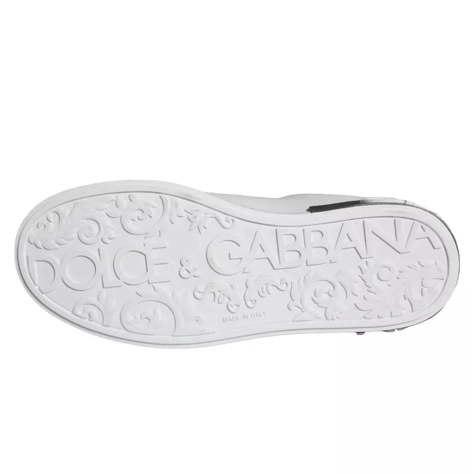 White Black Leather Portofino Sneakers Shoes sold by Louxly product image thumbnail 2