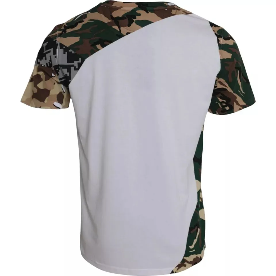 White Camouflage Stars Crew Neck Men T-shirt sold by Louxly product image thumbnail 2