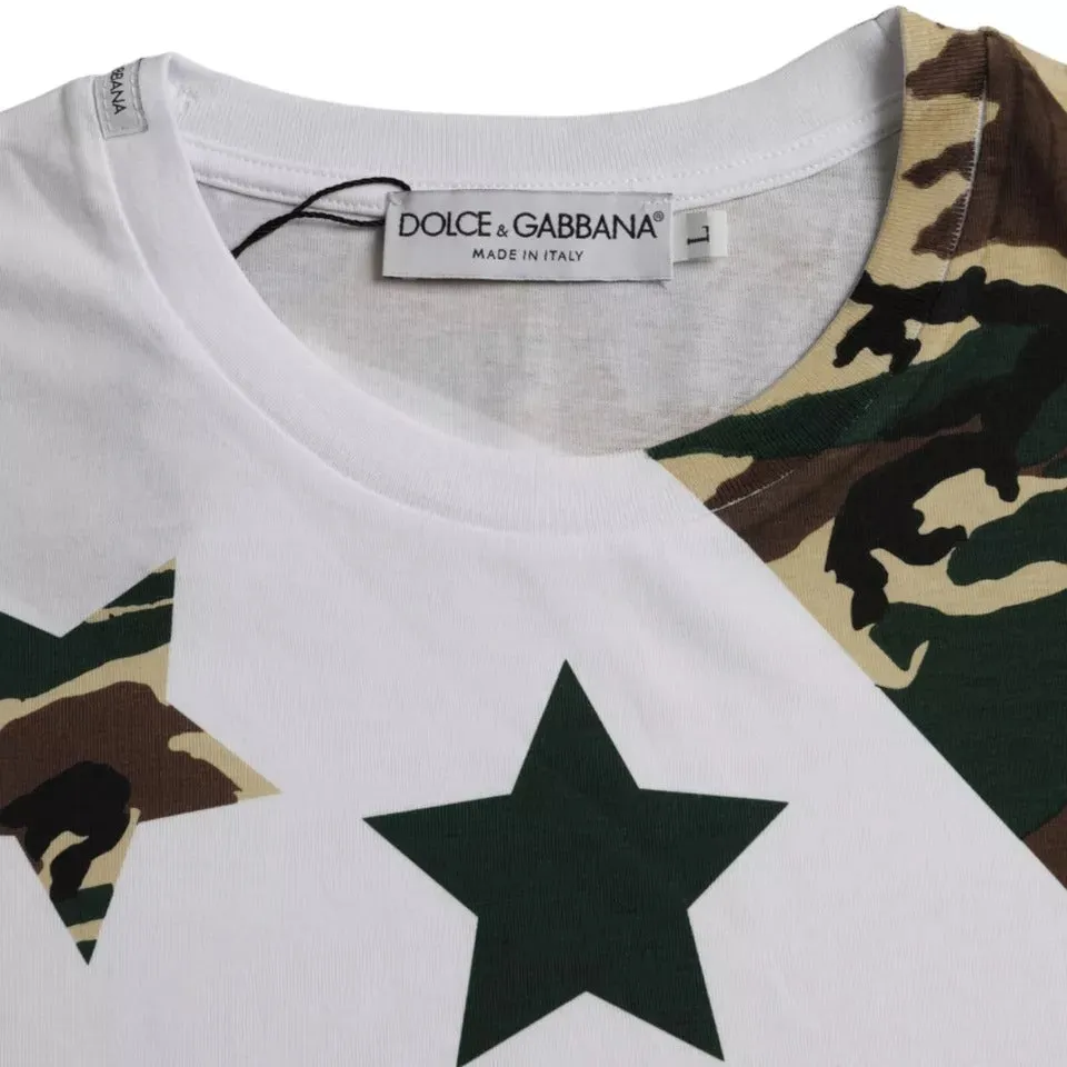 White Camouflage Stars Crew Neck Men T-shirt sold by Louxly product image thumbnail 3