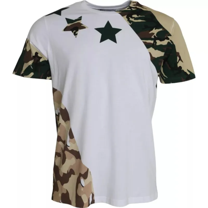 White Camouflage Stars Crew Neck Men T-shirt sold by Louxly