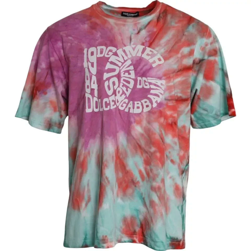Multicolor Tie Dye Cotton Round Neck T-shirt sold by Louxly
