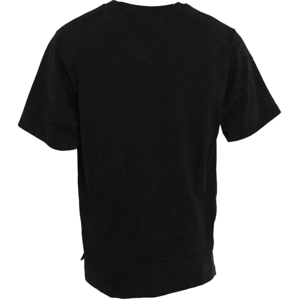 Black Graphic Print Cotton Crew Neck T-shirt sold by Louxly product image thumbnail 2