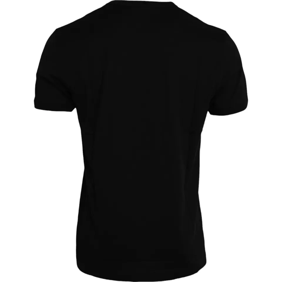 Black Cotton Round Neck Short Sleeves T-shirt sold by Louxly product image thumbnail 3