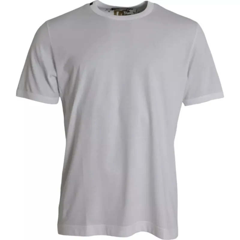 White Cotton Round Neck Short Sleeves T-shirt sold by Louxly