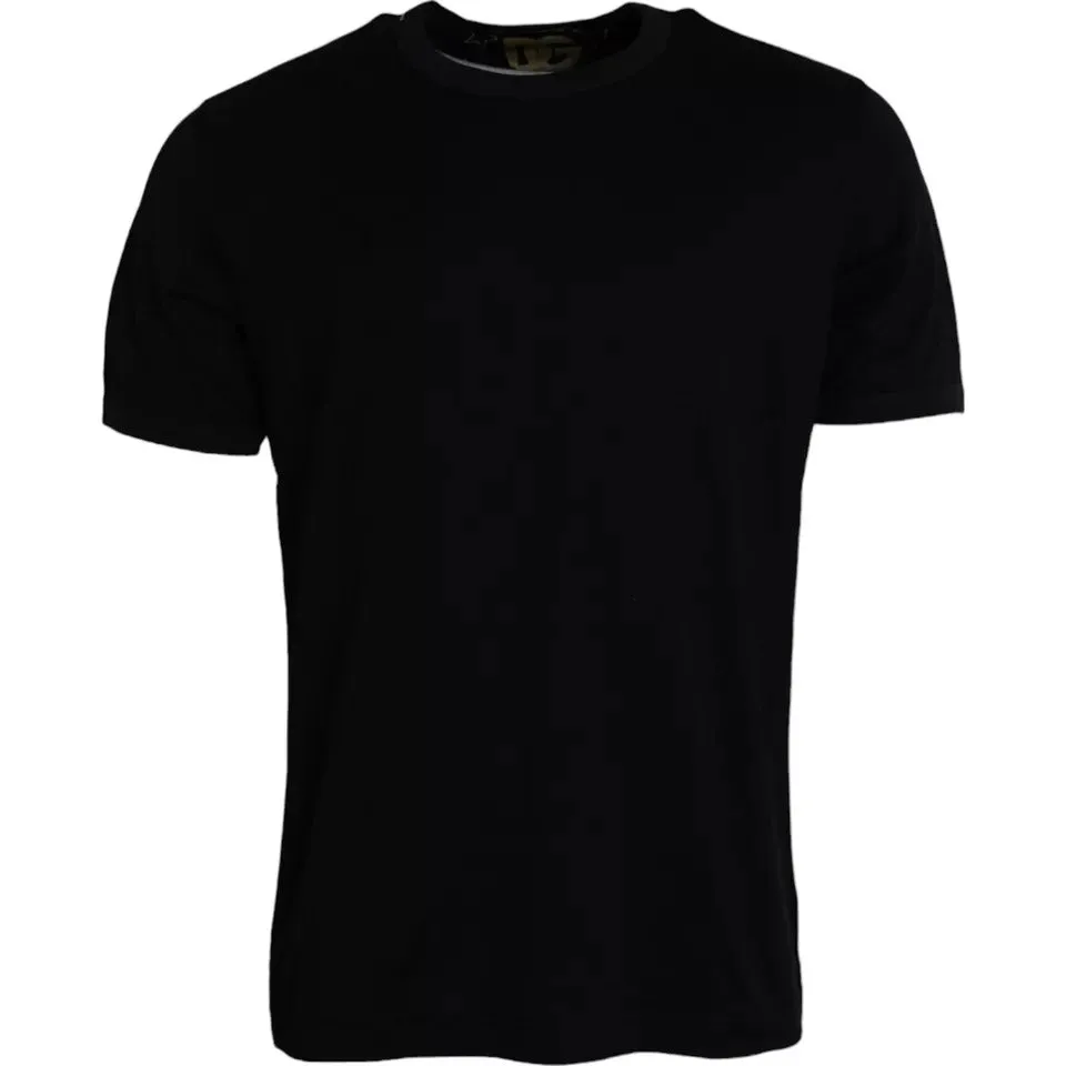 Black Cotton Round Neck Short Sleeves Men T-shirt sold by Louxly