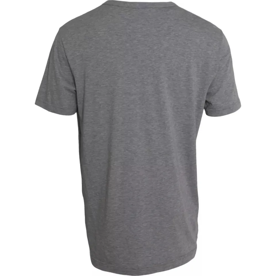 Gray Graphic Print Cotton Round Neck T-shirt sold by Louxly product image thumbnail 2