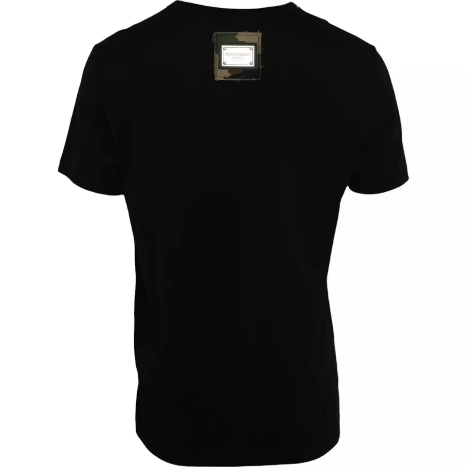 Black Camouflage Cotton Short Sleeve T-shirt sold by Louxly product image thumbnail 2