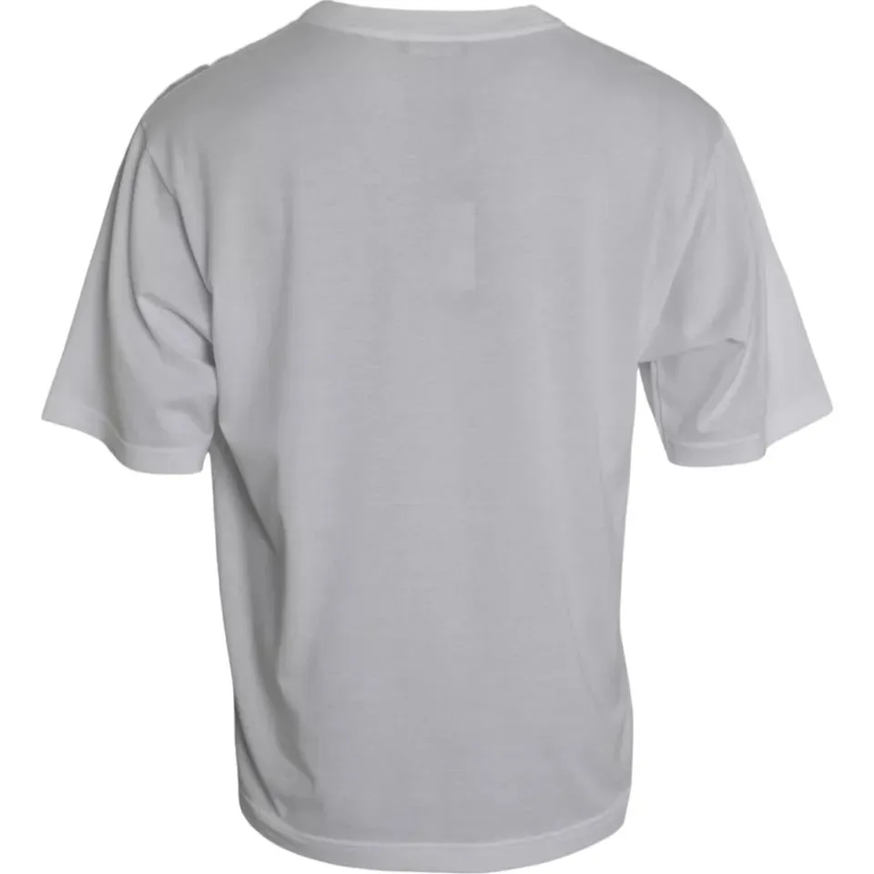 White Cotton Round Neck Short Sleeve T-shirt sold by Louxly product image thumbnail 2