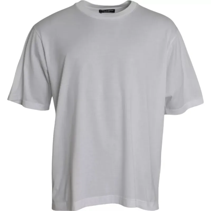 White Cotton Round Neck Short Sleeve T-shirt sold by Louxly