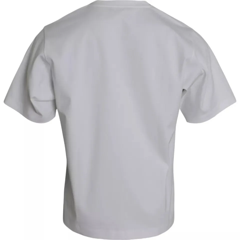 White Cotton Round Neck Short Sleeve T-shirt sold by Louxly product image thumbnail 3
