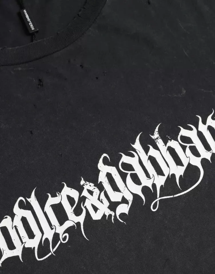 Black Graphic Printed Cotton Short Sleeves T-shirt sold by Louxly product image thumbnail 2