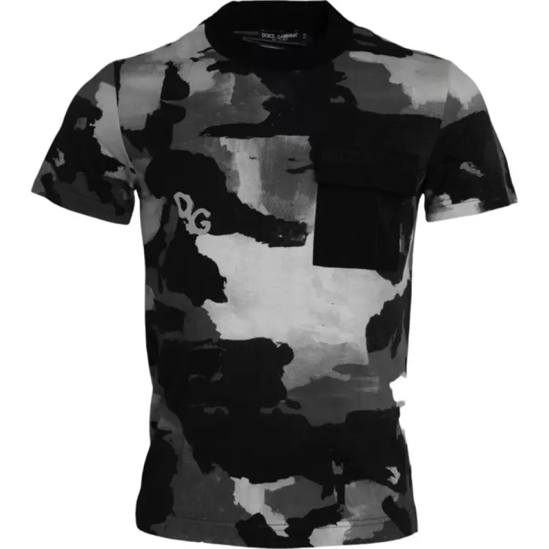 Multicolor Camouflage Cotton Crewneck T-shirt sold by Louxly