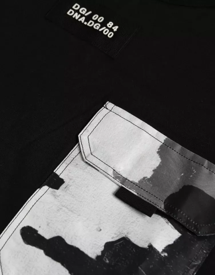 Black Cotton Pocket Short Sleeves Men T-shirt sold by Louxly product image thumbnail 2