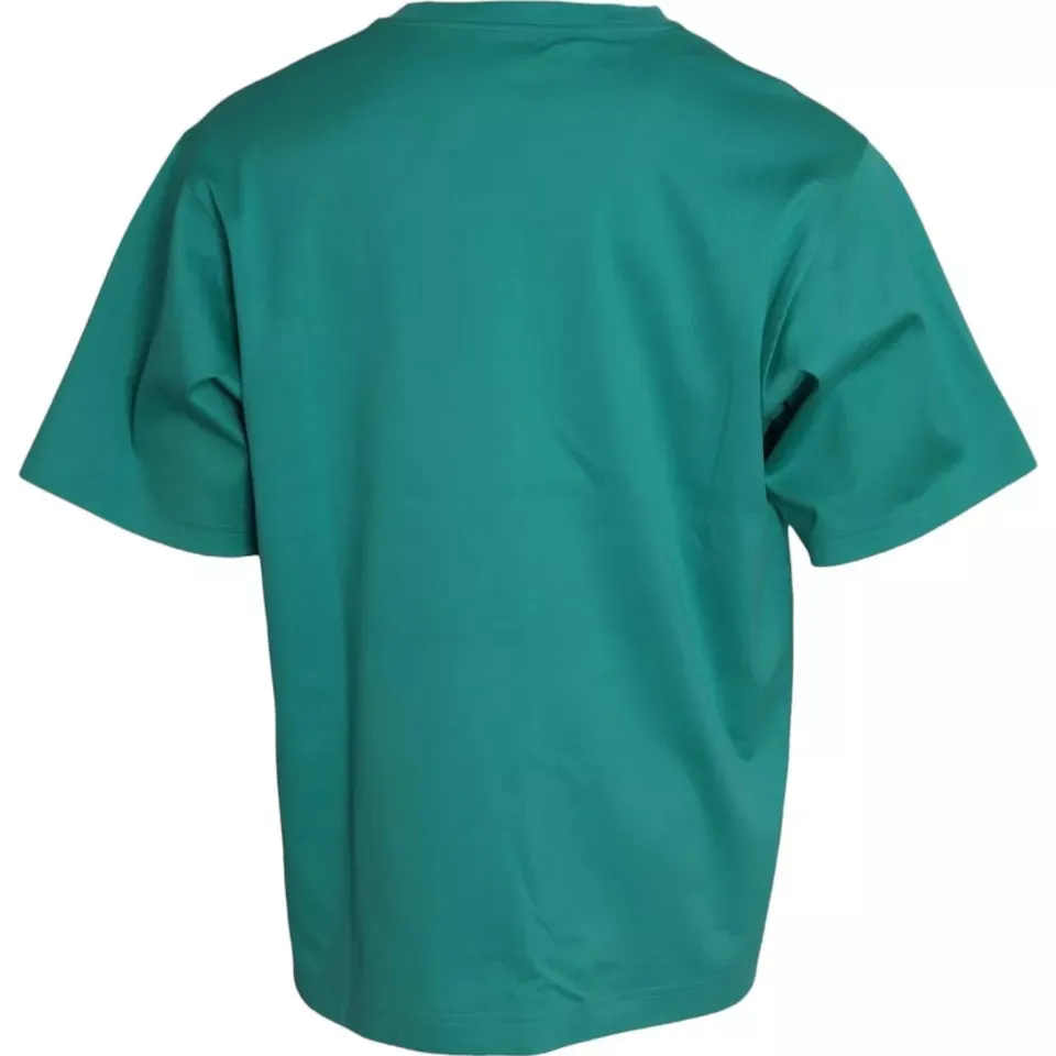 Green Logo Patch Round Neck Cotton T-shirt sold by Louxly product image thumbnail 2