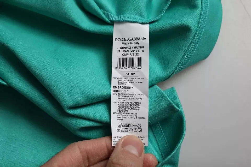 Green Logo Patch Round Neck Cotton T-shirt sold by Louxly product image thumbnail 3