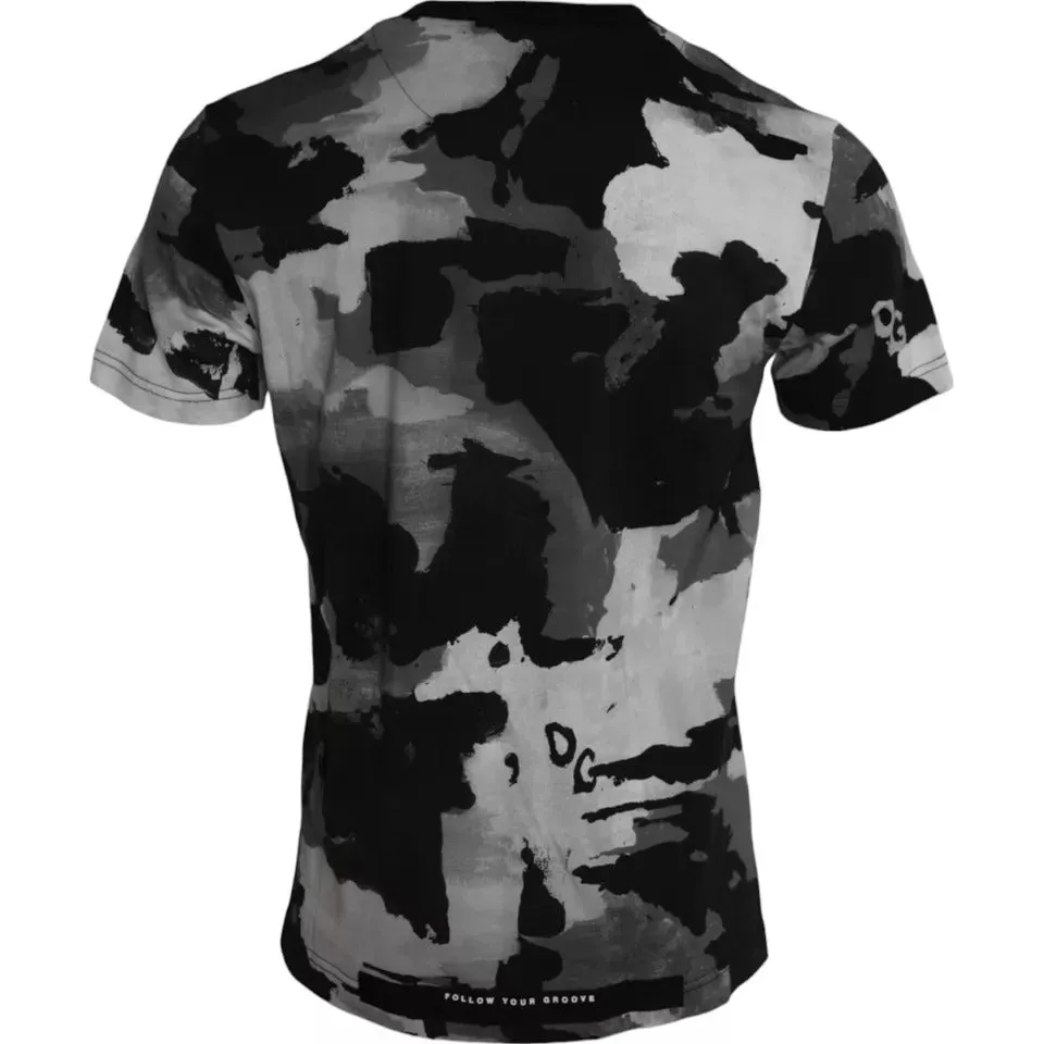 Black White Camouflage Round Neck T-shirt sold by Louxly product image thumbnail 2
