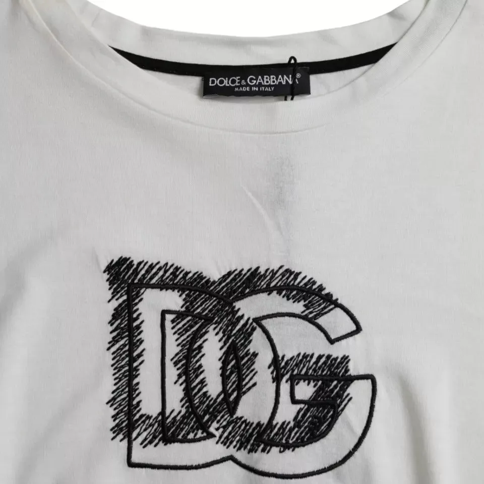 White Logo Round Neck Short Sleeves T-shirt sold by Louxly product image thumbnail 5