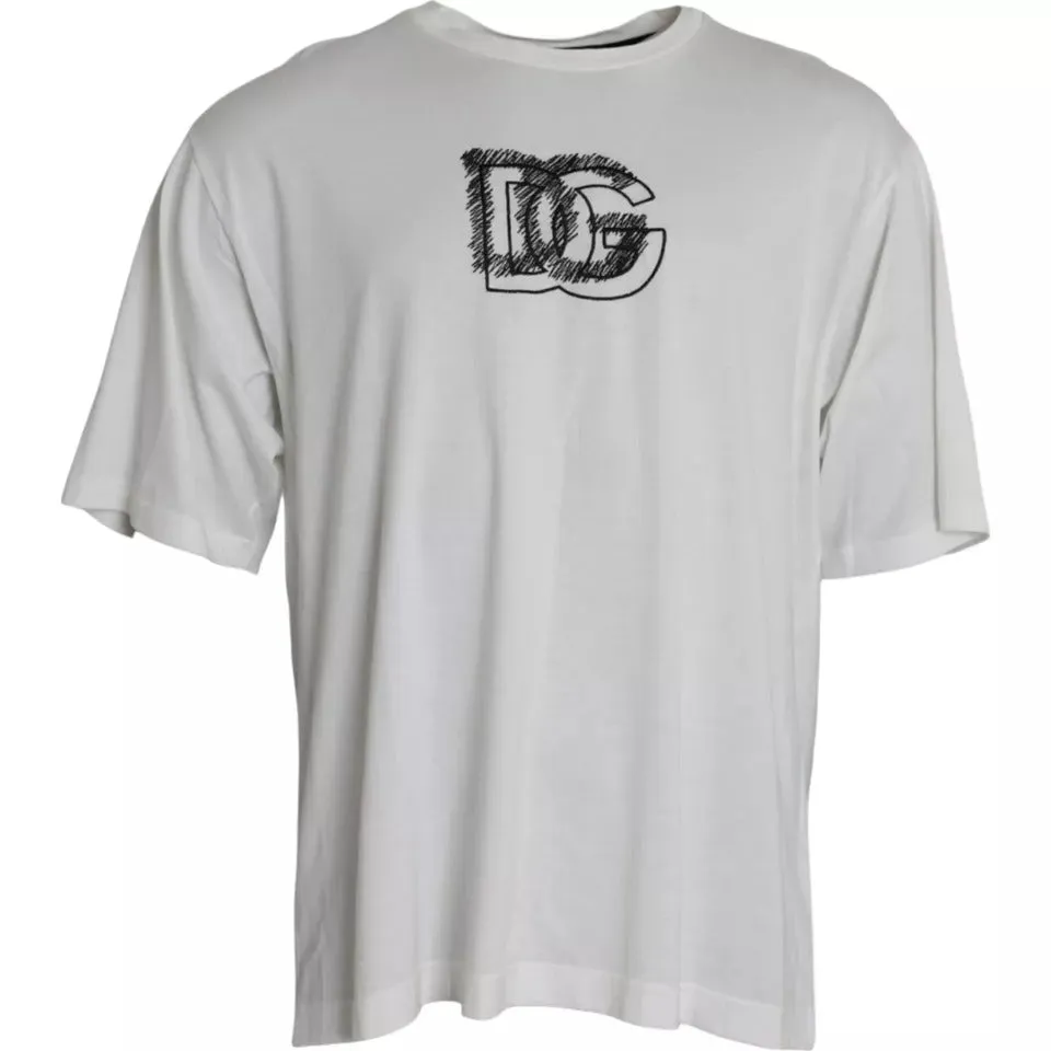 White Logo Round Neck Short Sleeves T-shirt sold by Louxly product image thumbnail 2