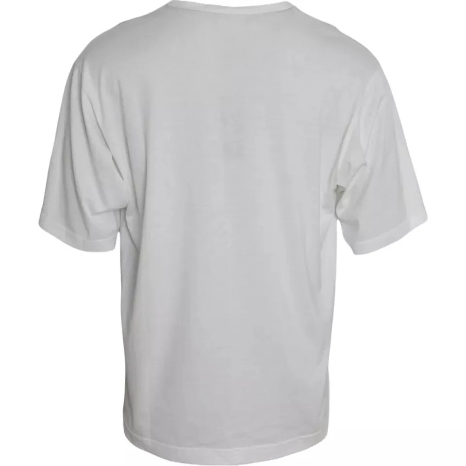 White Logo Round Neck Short Sleeves T-shirt sold by Louxly product image thumbnail 3