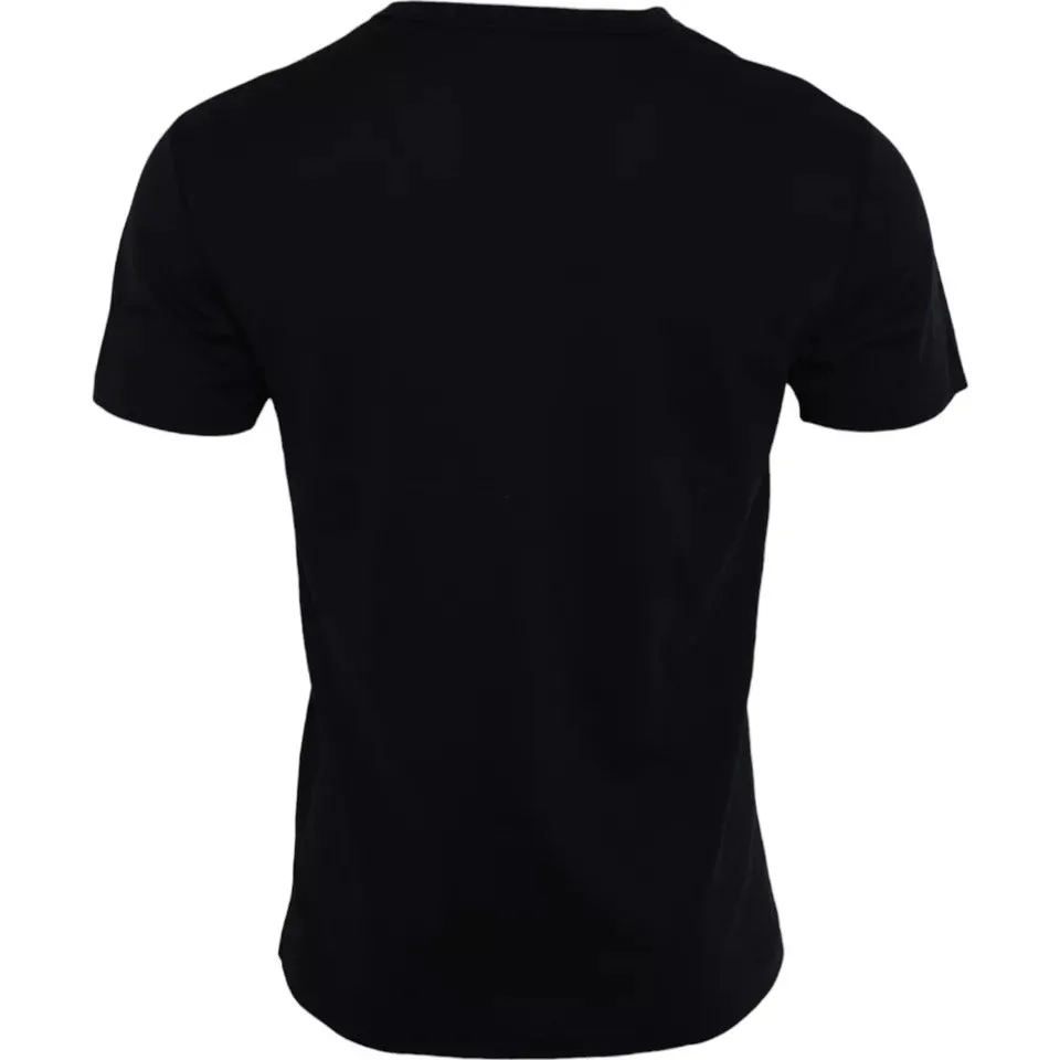 Black Logo Round Neck Short Sleeves T-shirt sold by Louxly product image thumbnail 4