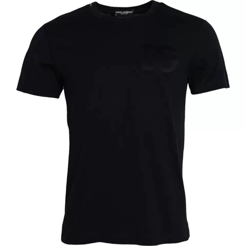 Black Logo Round Neck Short Sleeves T-shirt sold by Louxly