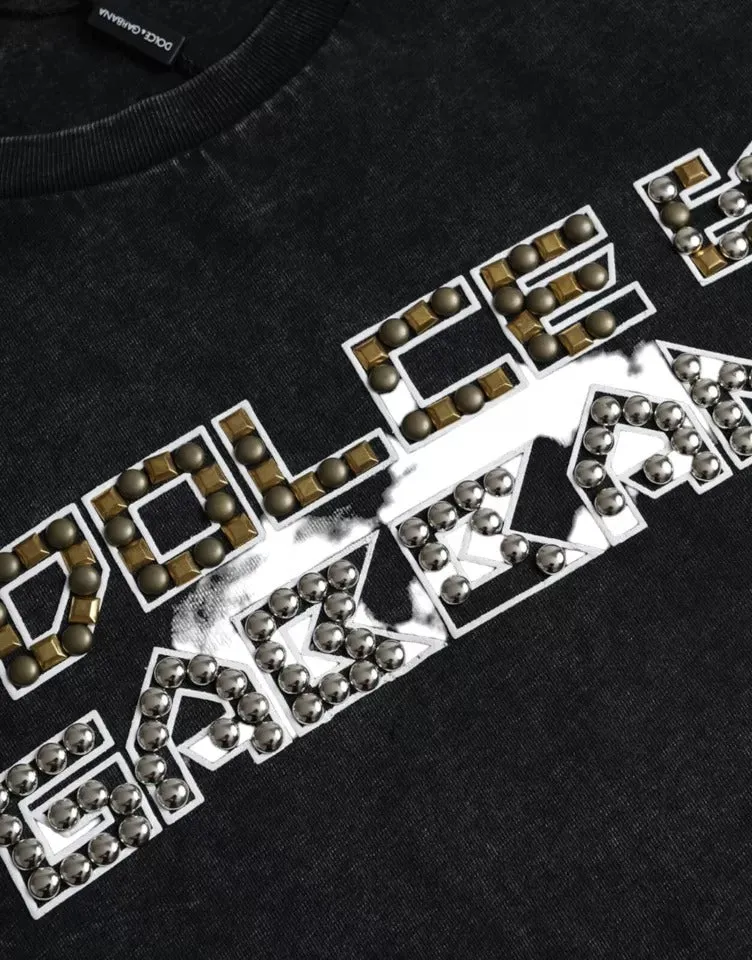 Black Logo Print Cotton Crewneck Men T-shirt sold by Louxly product image thumbnail 5