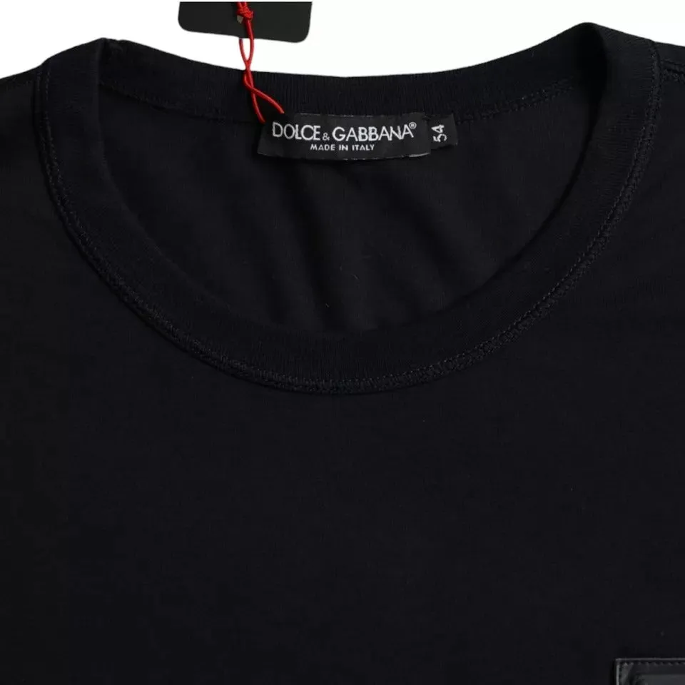 Black Cotton Logo Plaque Round Neck T-shirt sold by Louxly product image thumbnail 3
