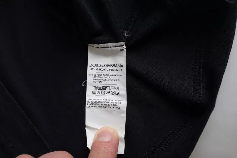 Black Cotton Logo Plaque Round Neck T-shirt sold by Louxly product image thumbnail 5