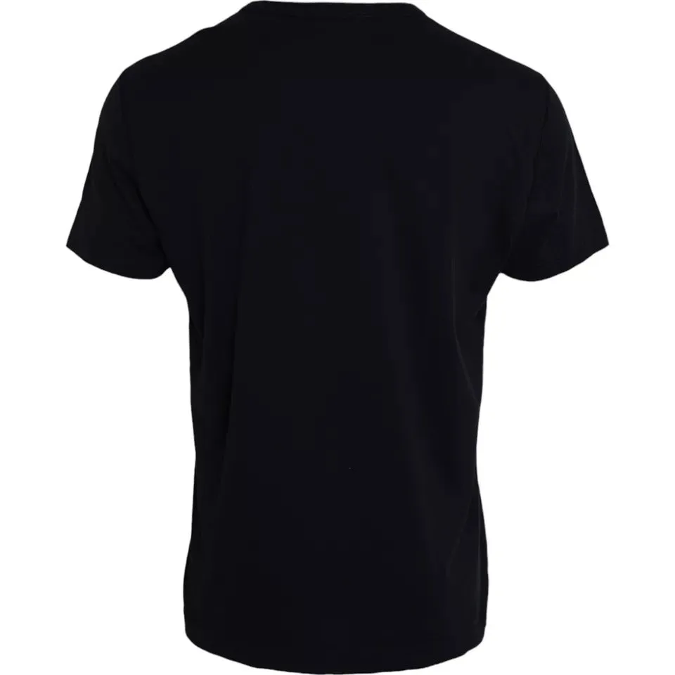 Black Cotton Logo Plaque Round Neck T-shirt sold by Louxly product image thumbnail 2