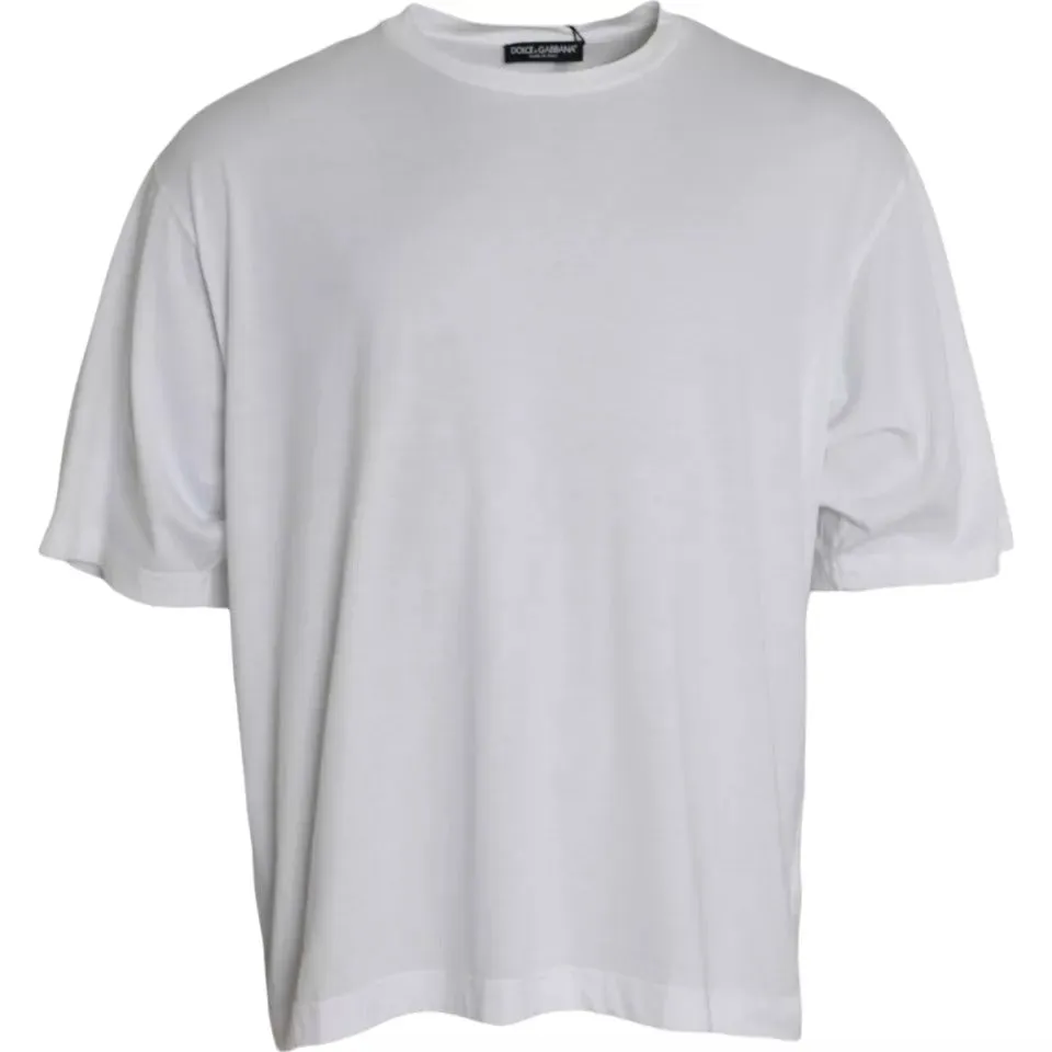 White Cotton Round Neck Short Sleeve T-shirt sold by Louxly product image thumbnail 3