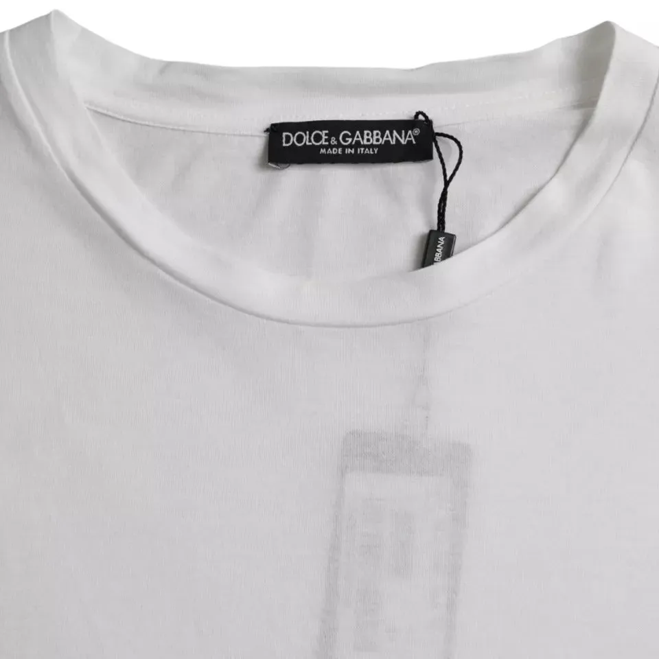 White Cotton Round Neck Short Sleeve T-shirt sold by Louxly product image thumbnail 4