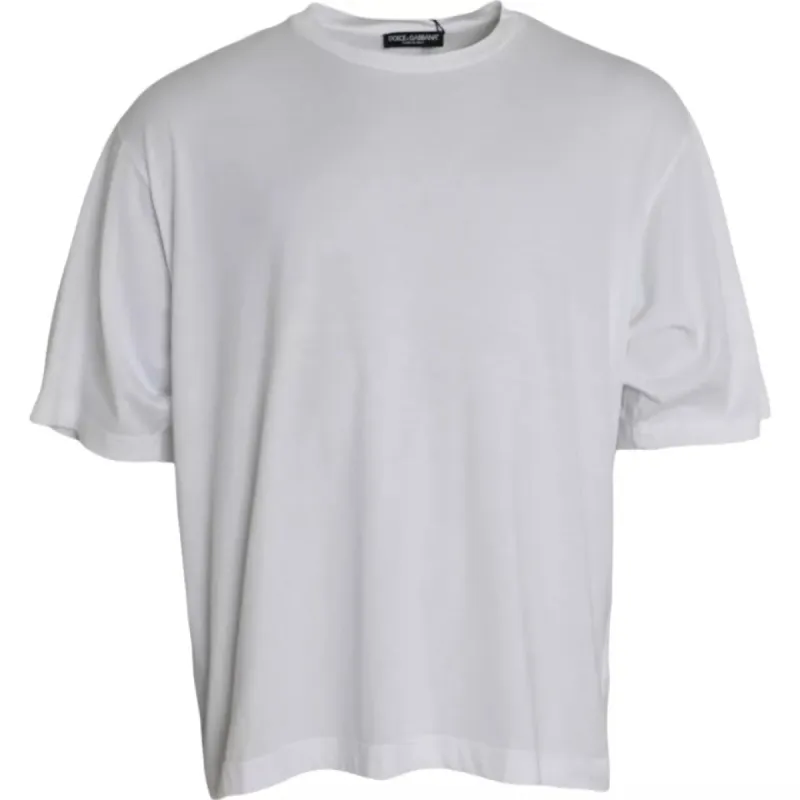 White Cotton Round Neck Short Sleeve T-shirt sold by Louxly