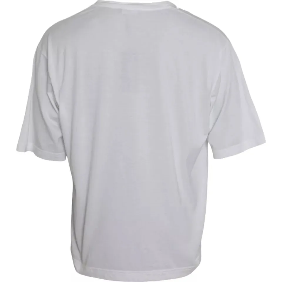White Cotton Round Neck Short Sleeve T-shirt sold by Louxly product image thumbnail 2